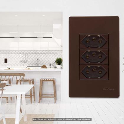 Imagem de Kit 5 Placa 4x2 3 Posto c/ Suporte Marrom Infiniti MarGirius