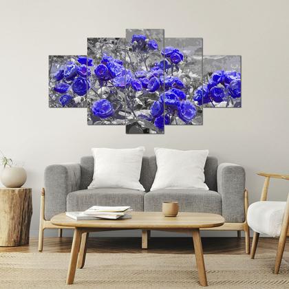 Imagem de Kit 5 Placa Quadro Decorativo Quarto Sala Flores Vermelha