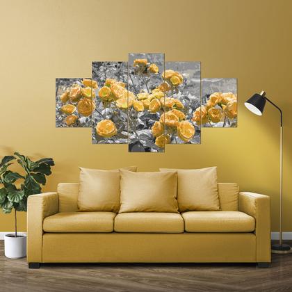 Imagem de Kit 5 Placa Quadro Decorativo Quarto Sala Flores Vermelha