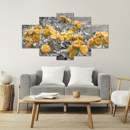 Imagem de Kit 5 Placa Quadro Decorativo Quarto Sala Flores Vermelha