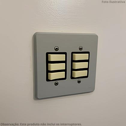 Imagem de Kit 5 Placas Cinza 4x4 Para 6 Interruptores Pial 8533