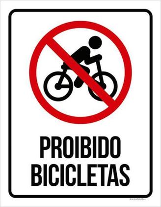 Imagem de Kit 5 Placas Proibido Bicicletas 36X46