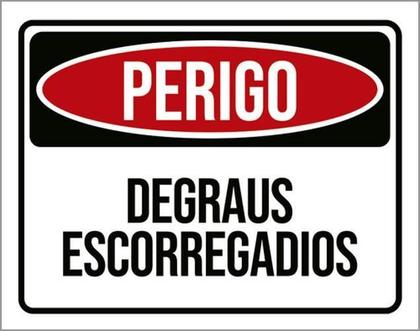 Imagem de Kit 5 Placas Sinalização - Perigo Degraus Escorregadios