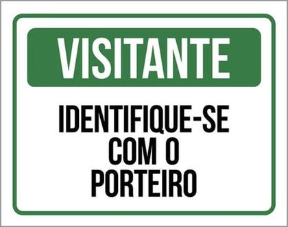 Imagem de Kit 5 Placas Sinalização - Visitante Identifique-Se Porteiro