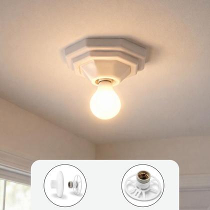 Imagem de Kit 5 Plafon Branco Luminária Plafonier Pirâmide Paflon Teto Sobrepor Lâmpada Led Soquete E27 Bocal Porcelana Bivolt 100w Sala Quarto Garagem Banheiro