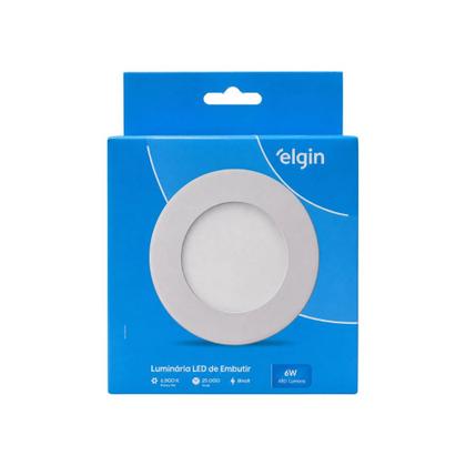 Imagem de Kit 5 Plafon Embutir 6w Luminária Led Redondo Bivolt Elgin