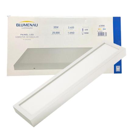 Imagem de Kit 5 Plafon Sobrepor Retangular 30x60cm 30w Branco Frio 6500k