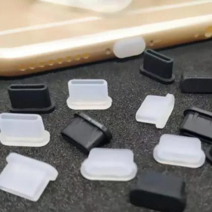 Imagem de Kit 5 Plug de poeira para celular USB tipo C Silicone anti sujeira durabilidade maior