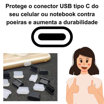 Imagem de Kit 5 Plug de poeira para celular USB tipo C Silicone anti sujeira durabilidade maior