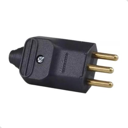 Imagem de Kit 5 Plug Macho 3 Pinos 20a 2p+t Cabos Preto Margirius