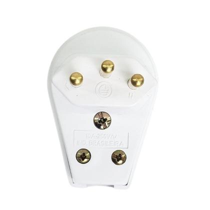 Imagem de Kit 5 Plug Macho Gigante 3 Pinos + Tomada Fêmea 10A Branca - Ilumi