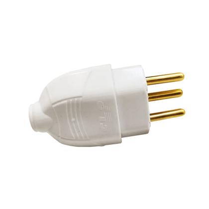 Imagem de Kit 5 Plugue Pino Macho 2p+t 10A Oco Branco Com Inmetro 110V/220V Bivolt
