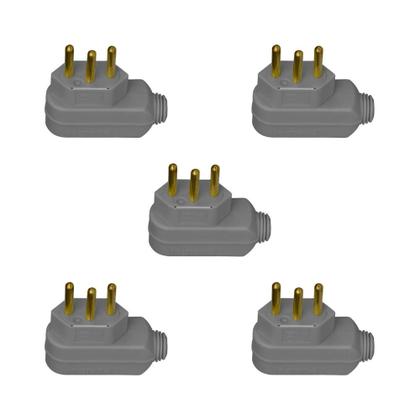 Imagem de Kit 5 Plugues Macho Pial Legrand 2P+T 10A 250V Cinza 615921