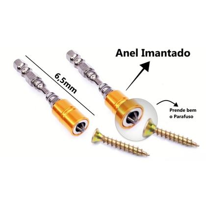 Imagem de Kit 5 Ponteiras Ph2 Bits Magnética Philips Parafusadeira
