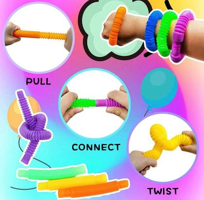 Imagem de Kit 5 Pop Tube Fechado 12 E Aberto 48 Cm Fidget Toy Sensor