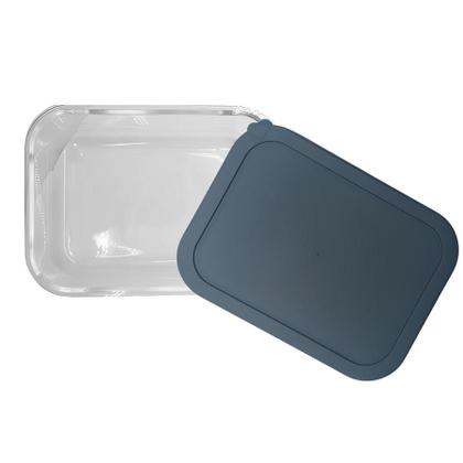 Imagem de Kit 5 Pote De Vidro Com Tampa Hermética Retangular Forno Microondas 1500ml