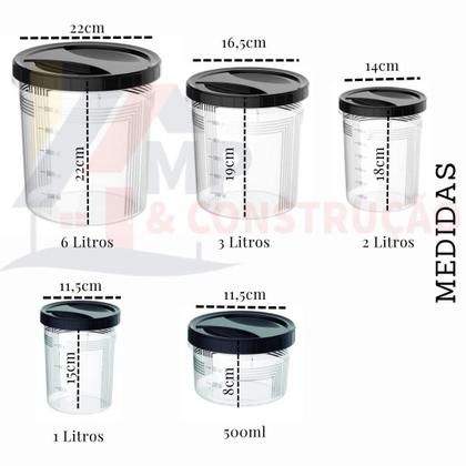 Imagem de Kit 5 Pote Porta Mantimento Arroz Feijão Café Conjunto Tampa Rosca