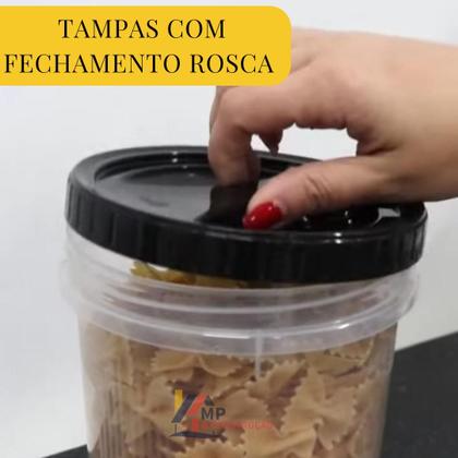 Imagem de Kit 5 Pote Porta Mantimento Arroz Feijão Café Conjunto Tampa Rosca