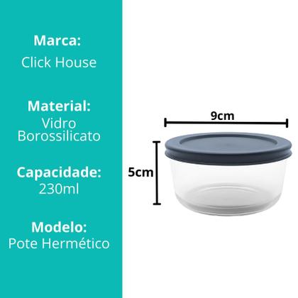 Imagem de Kit 5 Pote Tigela De Vidro Bowl Redondo Com Tampa Hermética Marmita Fit 230ml