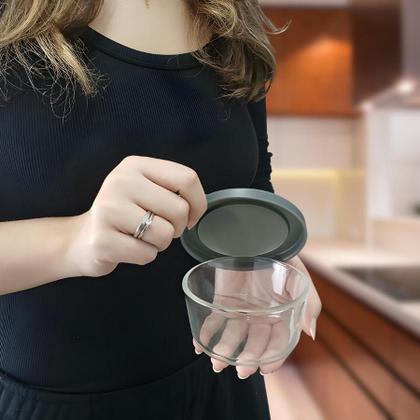 Imagem de Kit 5 Pote Tigela De Vidro Bowl Redondo Com Tampa Hermética Marmita Fit 230ml