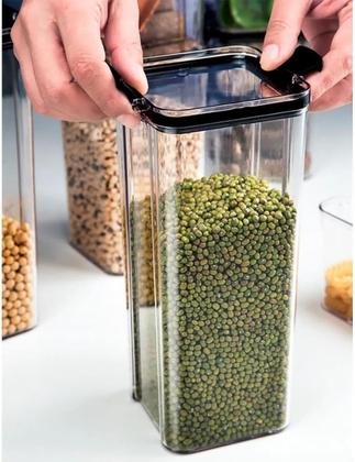 Imagem de Kit 5 Potes Acrílico Herméticos Porta-Mantimentos com Tampa com Trava