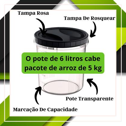 Imagem de Kit 5 Potes De Mantimentos Plástico Com Tampa Porta Alimentos