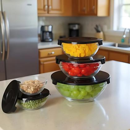 Imagem de Kit 5 Potes de Vidro com Tampa Hermética  Armazenamento de Alimentos