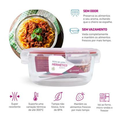 Imagem de KIT 5 Potes de Vidro Redondo com Tampa Hermética 620ml