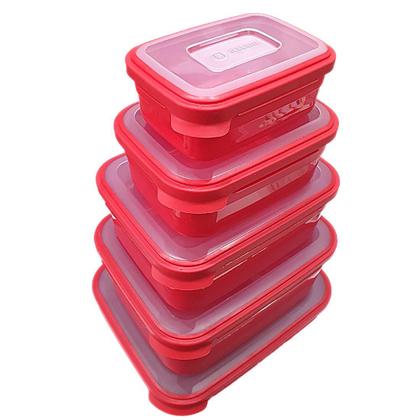 Imagem de Kit 5 Potes Herméticos com Tampa Freezer Microondas Geladeira Organizador de Mantimentos  500ml 1L 2L 3L 5L Super Resistente