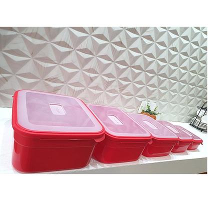 Imagem de Kit 5 Potes Herméticos com Tampa Freezer Microondas Geladeira Organizador de Mantimentos  500ml 1L 2L 3L 5L Super Resistente