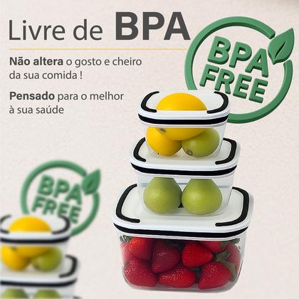 Imagem de Kit 5 Potes Herméticos Transparentes Para Frezzer E Microondas Linha Premium