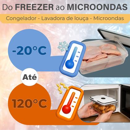 Imagem de Kit 5 Potes Herméticos Transparentes Para Frezzer E Microondas Linha Premium