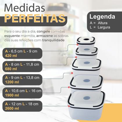 Imagem de Kit 5 Potes Herméticos Transparentes Para Frezzer E Microondas Linha Premium