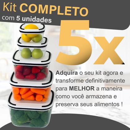 Imagem de Kit 5 Potes Herméticos Transparentes Para Frezzer E Microondas Linha Premium