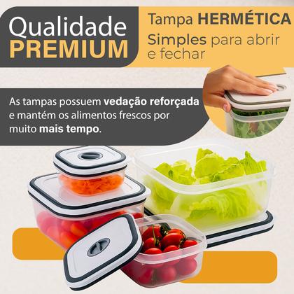 Imagem de Kit 5 Potes Herméticos Transparentes Para Frezzer E Microondas Linha Premium