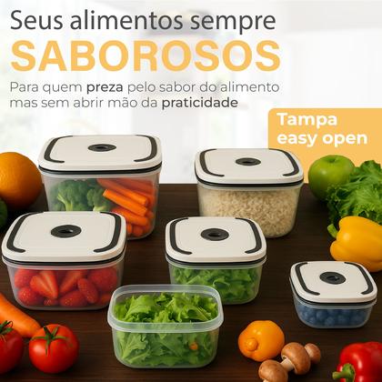 Imagem de Kit 5 Potes Herméticos Transparentes Para Frezzer E Microondas Linha Premium