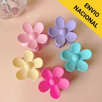 Imagem de Kit 5 Presilha Piranha Flor Grande Cabelo Estilo Moda Beleza