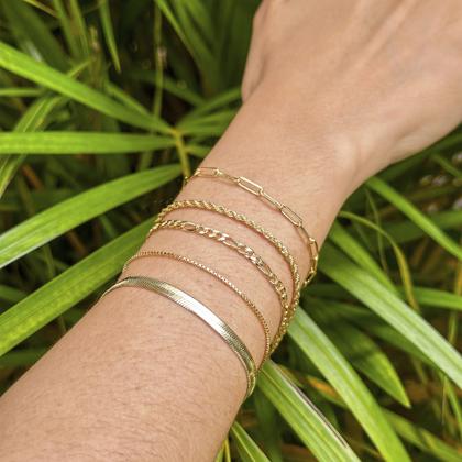 Imagem de Kit 5 Pulseiras Folheadas a Ouro 18k