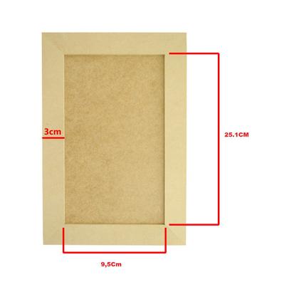 Imagem de Kit 5 Quadro Moldura Retangular com Borda Fundo Fixo Artesanato 31x15,5 Mdf 9mm Madeira