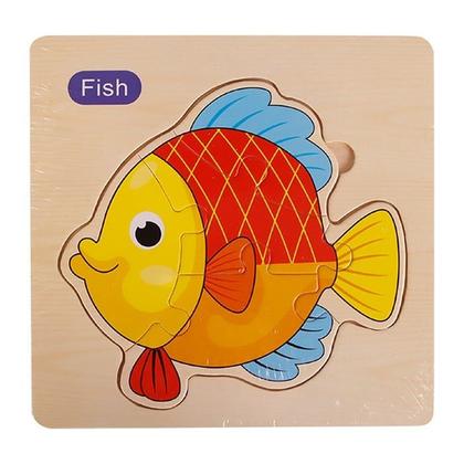 Imagem de Kit 5 QuebraCabeças Infantil de Madeira 3D Montessori Didático QuebraCabeça educativo