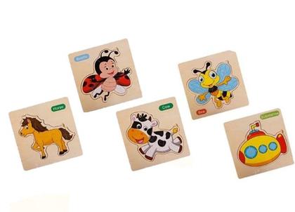 Imagem de Kit 5 QuebraCabeças Infantil de Madeira 3D Montessori Didático QuebraCabeça educativo