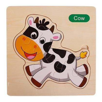 Imagem de Kit 5 QuebraCabeças Infantil de Madeira 3D Montessori Didático QuebraCabeça educativo