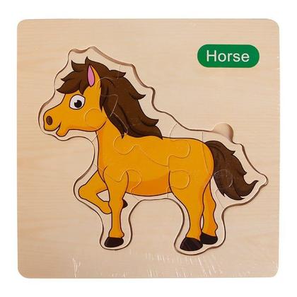 Imagem de Kit 5 QuebraCabeças Infantil de Madeira 3D Montessori Didático QuebraCabeça educativo