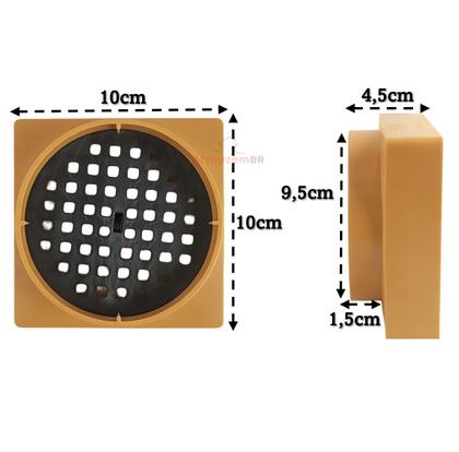 Imagem de Kit 5 Ralo Oculto Invisível Quadrado 10x10cm Plástico Com Tela Para Banheiro - AMZ