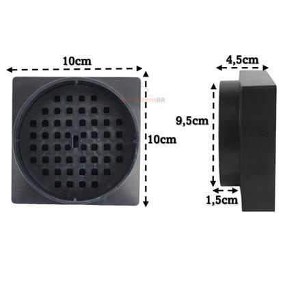 Imagem de Kit 5 Ralo Oculto Invisível Quadrado 10x10cm Plástico Com Tela Para Banheiro - AMZ