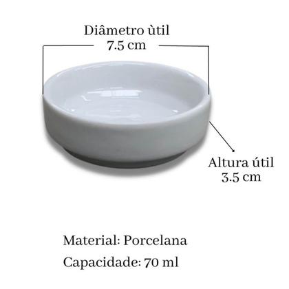 Imagem de Kit 5 Ramekins De Porcelana Para Molhos E Petiscos Branco 70mL