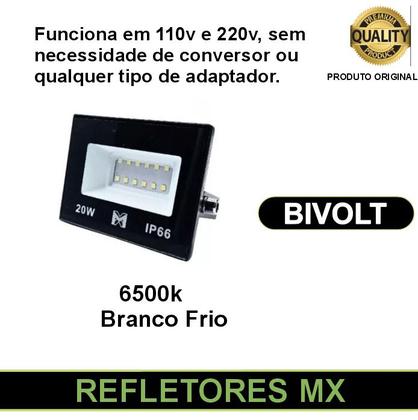 Imagem de Kit 5 Refletores Led 20w frio 6500k Mx Led ambientes externos