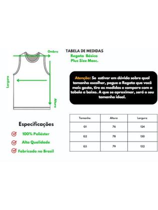 Imagem de Kit 5 Regatas Masculina Plus Size 100% Poliéster Sortidas