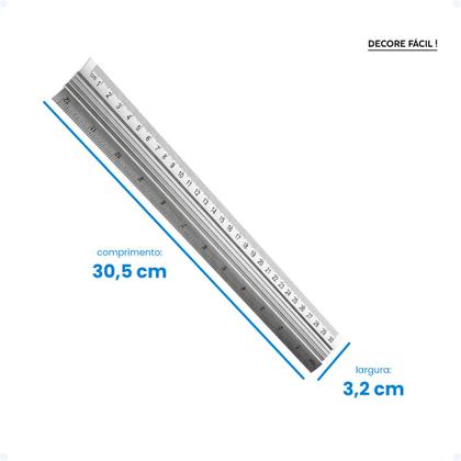 Imagem de Kit 5 Régua Aço Inox 30cm 12" Polegadas Patchwork Scrapbook