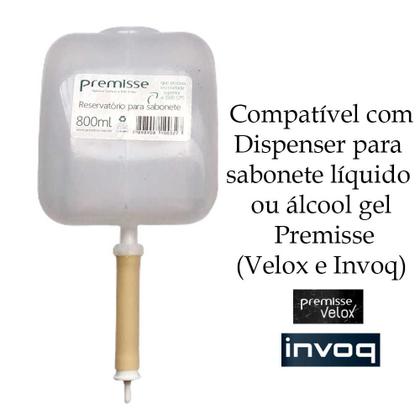 Imagem de Kit 5 Reservatório Premisse 800ml sabonete líquido álcool gel saboneteira dispenser Velox Invoq alco